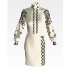 ПЛ049кМнннн Барвиста вишиванка Заготовка для вишивки - Сукня жіноча Класична р.42-54 атлас, бежевий