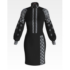 ПЛ049лЧнннн Барвиста вишиванка Заготовка для вишивки - Сукня жіноча Класична р.42-54 льон, чорний