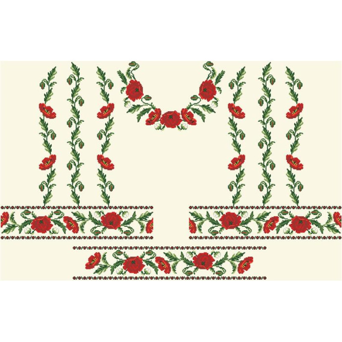 ПЛ050лМнннн Барвиста вишиванка Заготовка для вишивки - Сукня жіноча Тендітні маки р.42-54 льон, бежевий