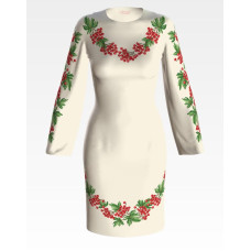 ПЛ057лМнннн Барвиста вишиванка Заготовка для вишивки - Сукня жіноча Ніжна калина р.42-54 льон, бежевий
