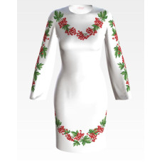 ПЛ057пБнннн Барвиста вишиванка Заготовка для вишивки - Сукня жіноча Ніжна калина р.42-54 габардин, білий