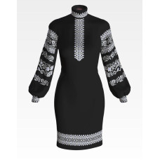 ПЛ058лЧнннн Барвиста вишиванка Заготовка для вишивки - Сукня жіноча Сокальська. Ніжність р.42-54 льон, чорний