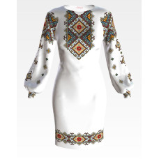 ПЛ059лБнннн Барвиста вишиванка Заготовка для вишивки - Сукня жіноча Ніжний орнамент р.42-54 льон, білий