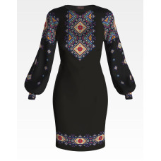 ПЛ059лЧнннн Барвиста вишиванка Заготовка для вишивки - Сукня жіноча Ніжний орнамент р.42-54 льон, чорний