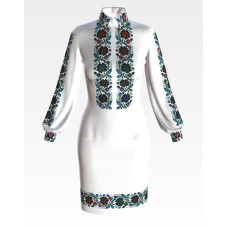 ПЛ060лБнннн Барвиста вишиванка Заготовка для вишивки - Сукня жіноча Борщівська сучасна р.42-54 льон, білий