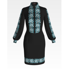 ПЛ060шЧнннн Барвиста вишиванка Заготовка для вишивки - Сукня жіноча Борщівська сучасна р.42-54 шовк, чорний