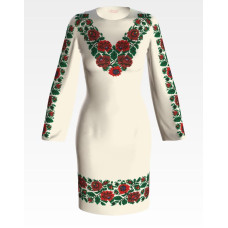 ПЛ062лМнннн Барвиста вишиванка Заготовка для вишивки - Сукня жіноча Борщівська. Ніжні троянди р.42-54 льон, бежевий