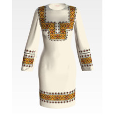 ПЛ063кМнннн Барвиста вишиванка Заготовка для вишивки - Сукня жіноча Прикарпаття. Оберіг р.42-54 атлас, бежевий