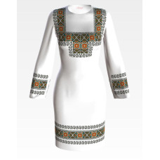 ПЛ064лБнннн Барвиста вишиванка Заготовка для вишивки - Сукня жіноча Борщівська квітка р.42-54 льон, білий