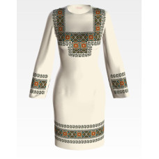 ПЛ064лМнннн Барвиста вишиванка Заготовка для вишивки - Сукня жіноча Борщівська квітка р.42-54 льон, бежевий