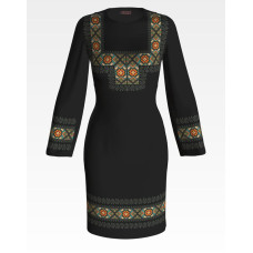 ПЛ064шЧнннн Барвиста вишиванка Заготовка для вишивки - Сукня жіноча Борщівська квітка р.42-54 шовк, чорний