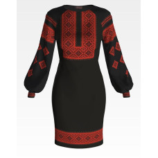 ПЛ068лЧнннн Барвиста вишиванка Заготовка для вишивки - Сукня жіноча Старовинний орнамент р.42-54 льон, чорний