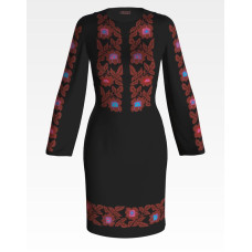 ПЛ069лЧнннн Барвиста вишиванка Заготовка для вишивки - Сукня жіноча Зоряна р.42-54 льон, чорний