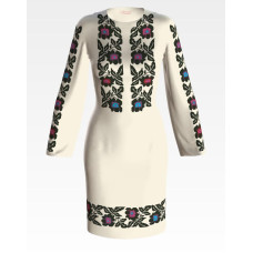 ПЛ069лМнннн Барвиста вишиванка Заготовка для вишивки - Сукня жіноча Зоряна р.42-54 льон, бежевий