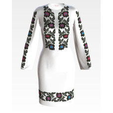 ПЛ069пБнннн Барвиста вишиванка Заготовка для вишивки - Сукня жіноча Зоряна р.42-54 габардин, білий