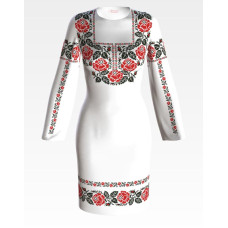 ПЛ071лБнннн Барвиста вишиванка Заготовка для вишивки - Сукня жіноча Троянда р.42-54 льон, білий