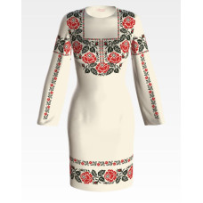 ПЛ071лМнннн Барвиста вишиванка Заготовка для вишивки - Сукня жіноча Троянда р.42-54 льон, бежевий
