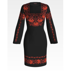 ПЛ071шЧнннн Барвиста вишиванка Заготовка для вишивки - Сукня жіноча Троянда р.42-54 шовк, чорний