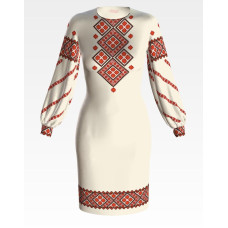 ПЛ074кМнннн Барвиста вишиванка Заготовка для вишивки - Сукня жіноча Світанок р.42-54 атлас, бежевий