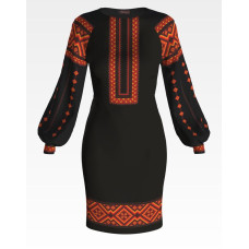 ПЛ075лЧнннн Барвиста вишиванка Заготовка для вишивки - Сукня жіноча Вогняна р.42-54 льон, чорний