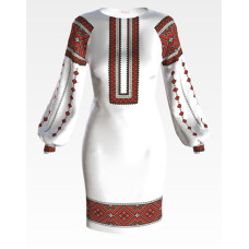ПЛ075пБнннн Барвиста вишиванка Заготовка для вишивки - Сукня жіноча Вогняна р.42-54 габардин, білий