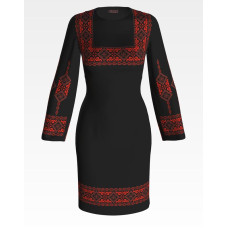 ПЛ078шЧнннн Барвиста вишиванка Заготовка для вишивки - Сукня жіноча Елегантна р.42-54 шовк, чорний