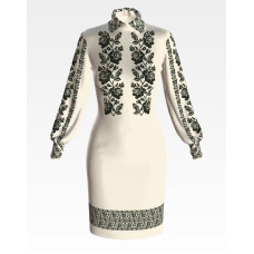 ПЛ081лМнннн Барвиста вишиванка Заготовка для вишивки - Сукня жіноча Троянди монохром р.42-54 льон, бежевий