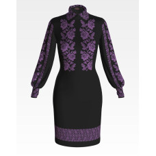 ПЛ081шЧнннн Барвиста вишиванка Заготовка для вишивки - Сукня жіноча Троянди монохром р.42-54 шовк, чорний