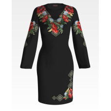 ПЛ086шЧнннн Барвиста вишиванка Заготовка для вишивки - Сукня жіноча Маковий розмай р.42-54 шовк, чорний