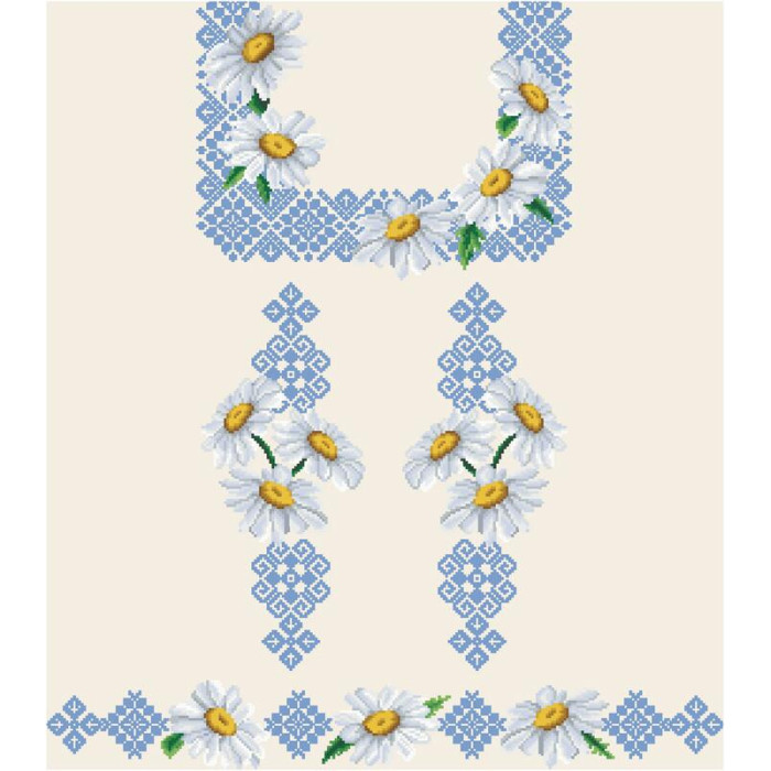 ПЛ088кМнннн Барвиста вишиванка Заготовка для вишивки - Сукня жіноча Ніжні ромашки р.42-54 атлас, бежевий