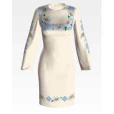 ПЛ088лМнннн Барвиста вишиванка Заготовка для вишивки - Сукня жіноча Ніжні ромашки р.42-54 льон, бежевий