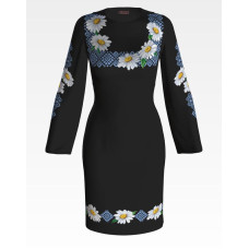 ПЛ088шЧнннн Барвиста вишиванка Заготовка для вишивки - Сукня жіноча Ніжні ромашки р.42-54 шовк, чорний