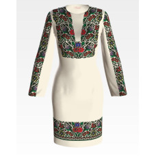 ПЛ089лМнннн Барвиста вишиванка Заготовка для вишивки - Сукня жіноча Борщівська сучасна р.42-54 льон, бежевий