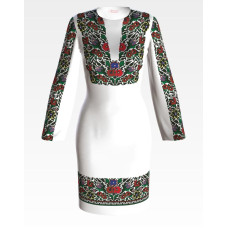 ПЛ089пБнннн Барвиста вишиванка Заготовка для вишивки - Сукня жіноча Борщівська сучасна р.42-54 габардин, білий