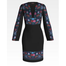 ПЛ089шЧнннн Барвиста вишиванка Заготовка для вишивки - Сукня жіноча Борщівська сучасна р.42-54 шовк, чорний