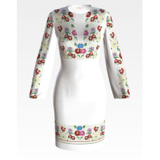 ПЛ090лБнннн Барвиста вишиванка Заготовка для вишивки - Сукня жіноча Борщівська сучасна р.42-54 льон, білий