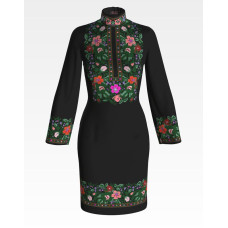 ПЛ091лЧнннн Барвиста вишиванка Заготовка для вишивки - Сукня жіноча Борщівська старовинна р.42-54 льон, чорний