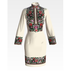 ПЛ091лМнннн Барвиста вишиванка Заготовка для вишивки - Сукня жіноча Борщівська старовинна р.42-54 льон, бежевий