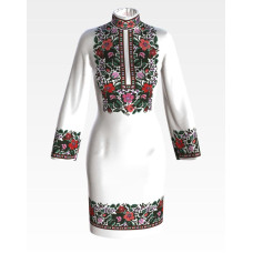 ПЛ091пБнннн Барвиста вишиванка Заготовка для вишивки - Сукня жіноча Борщівська старовинна р.42-54 габардин, білий