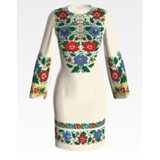 ПЛ092кМнннн Барвиста вишиванка Заготовка для вишивки - Сукня жіноча Буковинська р.42-54 атлас, бежевий