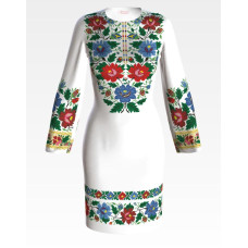 ПЛ092пБнннн Барвиста вишиванка Заготовка для вишивки - Сукня жіноча Буковинська р.42-54 габардин, білий