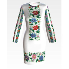 ПЛ093лБнннн Барвиста вишиванка Заготовка для вишивки - Сукня жіноча Буковинська сучасна р.42-54 льон, білий