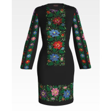 ПЛ093лЧнннн Барвиста вишиванка Заготовка для вишивки - Сукня жіноча Буковинська сучасна р.42-54 льон, чорний