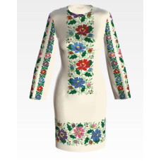 ПЛ093лМнннн Барвиста вишиванка Заготовка для вишивки - Сукня жіноча Буковинська сучасна р.42-54 льон, бежевий