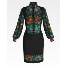 ПЛ094лЧнннн Барвиста вишиванка Заготовка для вишивки - Сукня жіноча Буковинський край р.42-54 льон, чорний