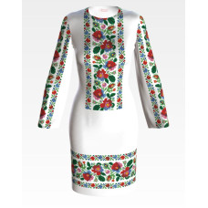 ПЛ096лБнннн Барвиста вишиванка Заготовка для вишивки - Сукня жіноча Буковинська сучасна р.42-54 льон, білий