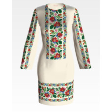 ПЛ096лМнннн Барвиста вишиванка Заготовка для вишивки - Сукня жіноча Буковинська сучасна р.42-54 льон, бежевий