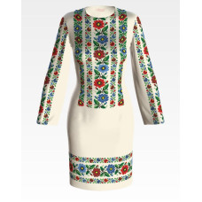 ПЛ097дМнннн Барвиста вишиванка Заготовка для вишивки - Сукня жіноча Буковинська сучасна р.42-54 домоткане полотно, бежевий