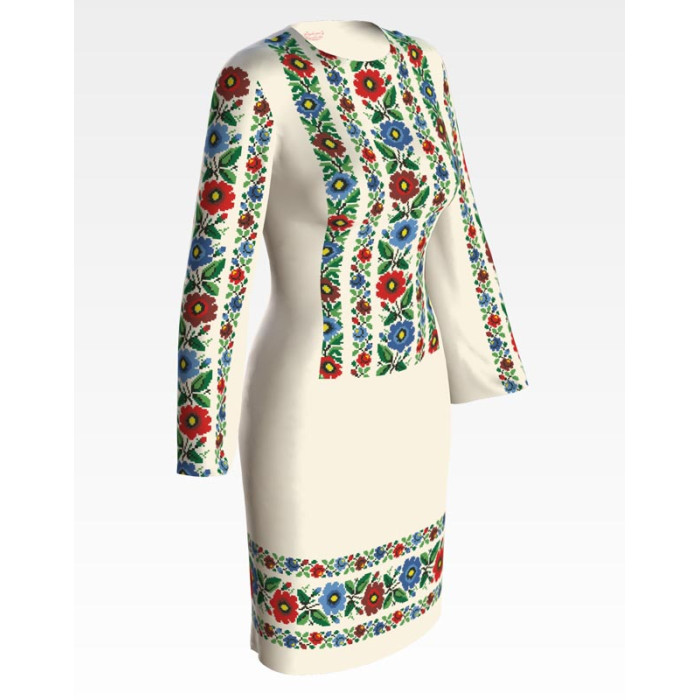 ПЛ097лМнннн Барвиста вишиванка Заготовка для вишивки - Сукня жіноча Буковинська сучасна р.42-54 льон, бежевий