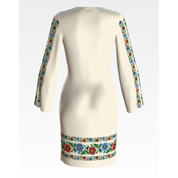 ПЛ097лМнннн Барвиста вишиванка Заготовка для вишивки - Сукня жіноча Буковинська сучасна р.42-54 льон, бежевий